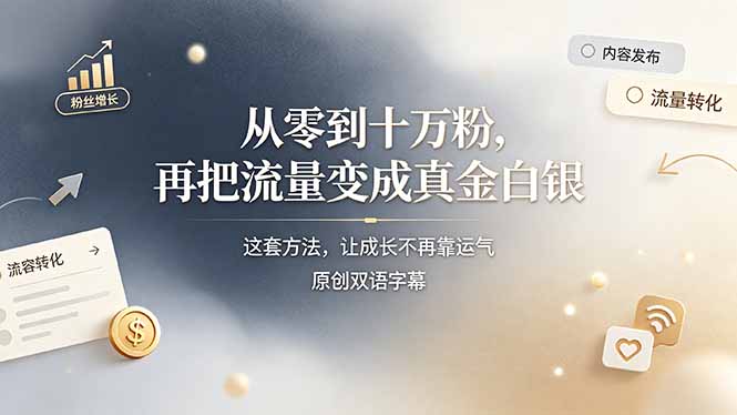 从零到十万粉,再把流量变成真金白银——这套方法,让成长不再靠运气【原创双语字幕】-紫橙资源网