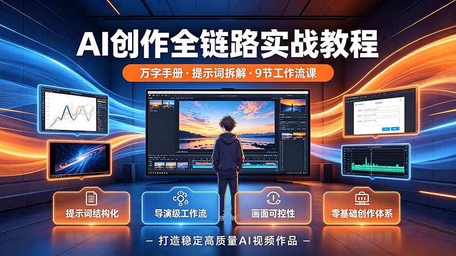 AI创作全链路实战教程|万字手册·提示词拆解·9节工作流课,打造稳定高质量AI视频作品-紫橙资源网