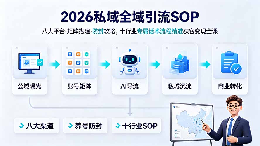 2026私域全域引流SOP|八大平台·矩阵搭建·防封攻略,十行业专属话术流程精准获客变现全课-紫橙资源网