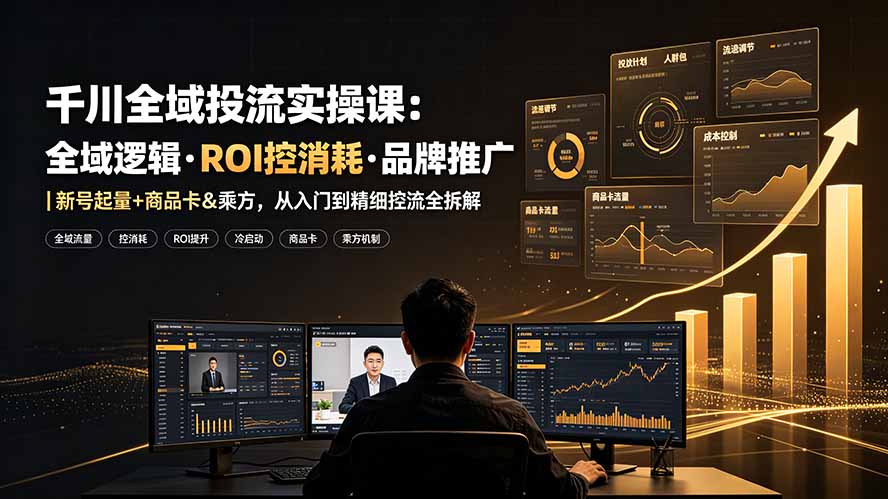 千川全域投流实操课:全域逻辑·ROI控消耗·品牌推广|新号起量+商品卡&乘方,从入门到精细控流全拆解-紫橙资源网