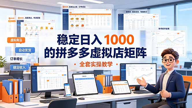 稳定日入 1000 的拼多多虚拟店矩阵,全套实操教学-紫橙资源网