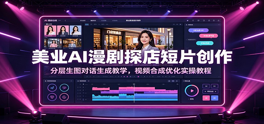 美业AI漫剧探店短片创作:分层生图对话生成教学,视频合成优化实操教程-紫橙资源网