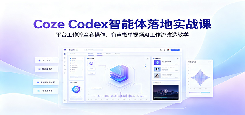 Coze Codex智能体落地实战课:平台工作流全套操作,有声书单视频AI工作流改造教学-紫橙资源网