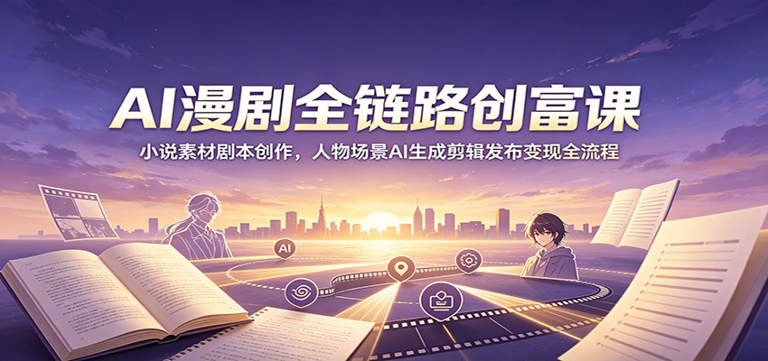 AI漫剧全链路创富课:小说素材剧本创作,人物场景AI生成剪辑发布变现全流程-紫橙资源网