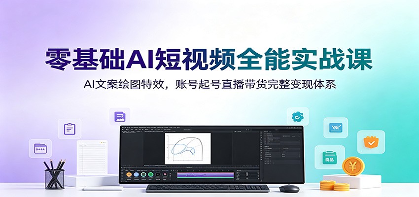 零基础AI短视频全能实战课:AI文案绘图特效,账号起号直播带货完整变现体系-紫橙资源网