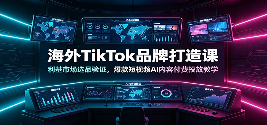 海外TikTok品牌打造课:利基市场选品验证,爆款短视频AI内容付费投放教学-紫橙资源网