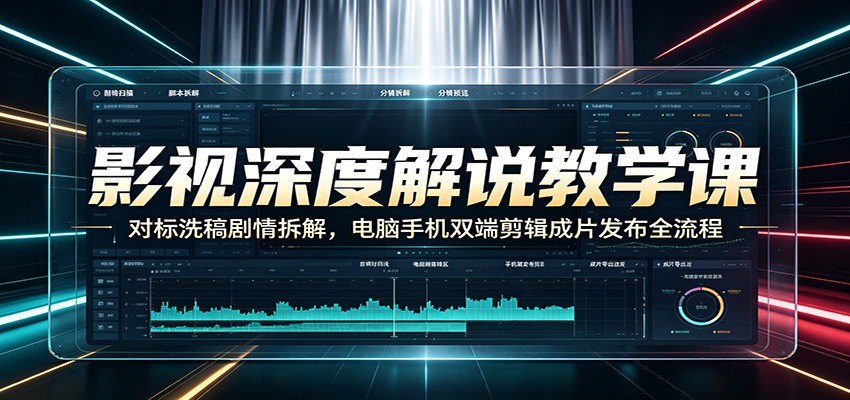 影视深度解说教学课:对标洗稿剧情拆解,电脑手机双端剪辑成片发布全流程-紫橙资源网