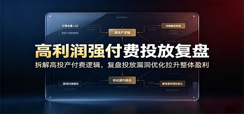 高利润强付费投放复盘:拆解高投产付费逻辑,复盘投放漏洞优化拉升整体盈利-紫橙资源网