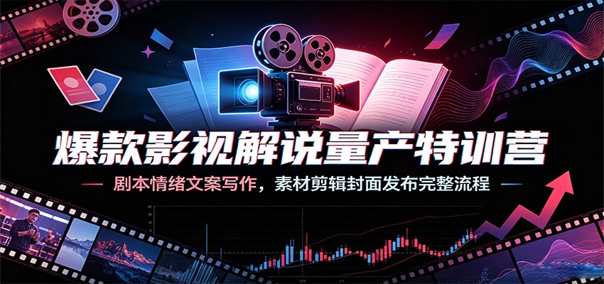 爆款影视解说量产特训营:剧本情绪文案写作,素材剪辑封面发布完整流程-紫橙资源网
