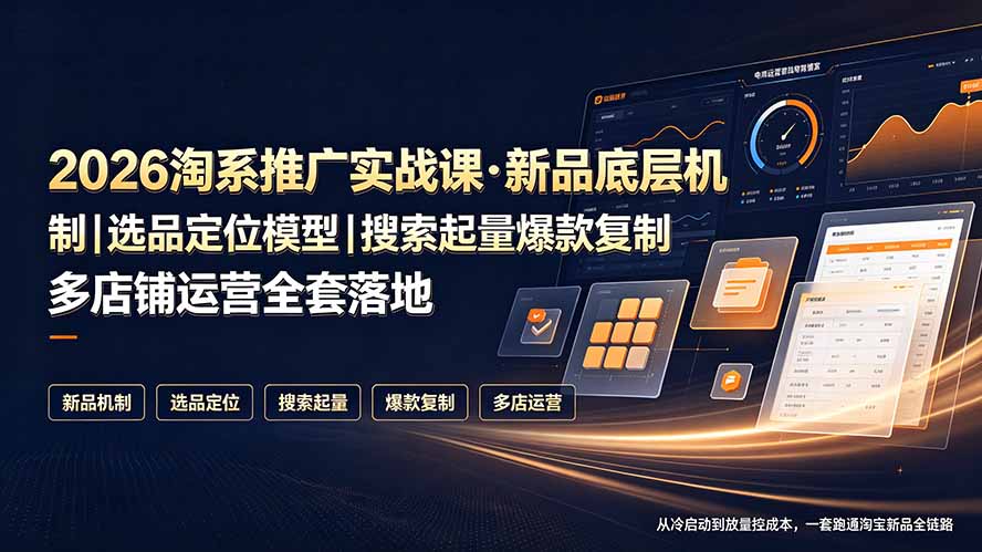 2026淘系推广实战课·新品底层机制|选品定位模型|搜索起量爆款复制多店铺运营全套落地教程-紫橙资源网