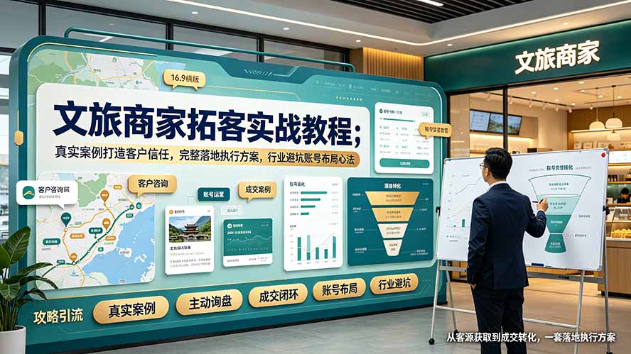 文旅商家拓客实战教程;真实案例打造客户信任,完整落地执行方案,行业避坑账号布局心法-紫橙资源网
