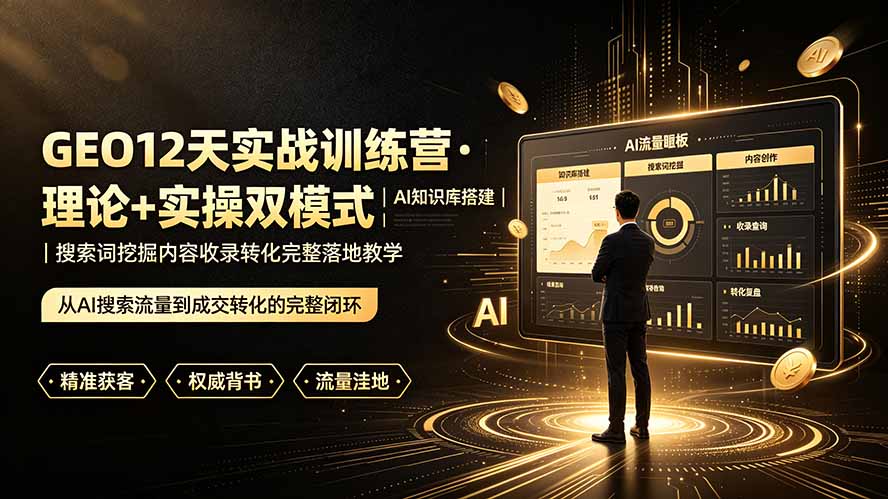 GEO12天实战训练营·理论+实操双模式|AI知识库搭建|搜索词挖掘内容收录转化完整落地教学-紫橙资源网