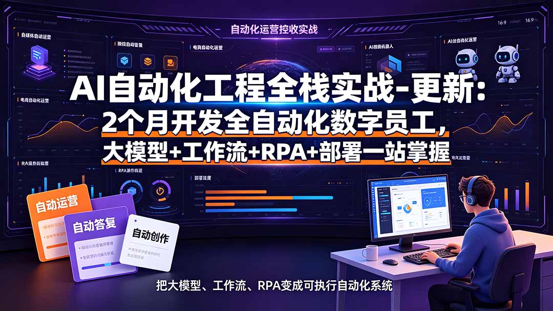 AI自动化工程全栈实战-更新:2个月开发全自动化数字员工,大模型+工作流+RPA+部署一站式掌握-紫橙资源网