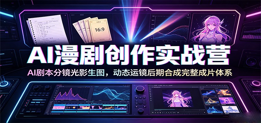 AI漫剧创作实战营:AI剧本分镜光影生图,动态运镜后期合成完整成片体系-紫橙资源网