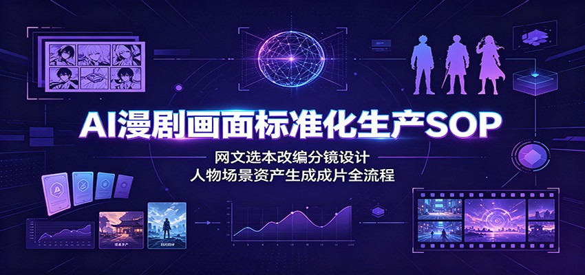AI漫剧画面标准化生产SOP:网文选本改编分镜设计,人物场景资产生成成片全流程-紫橙资源网