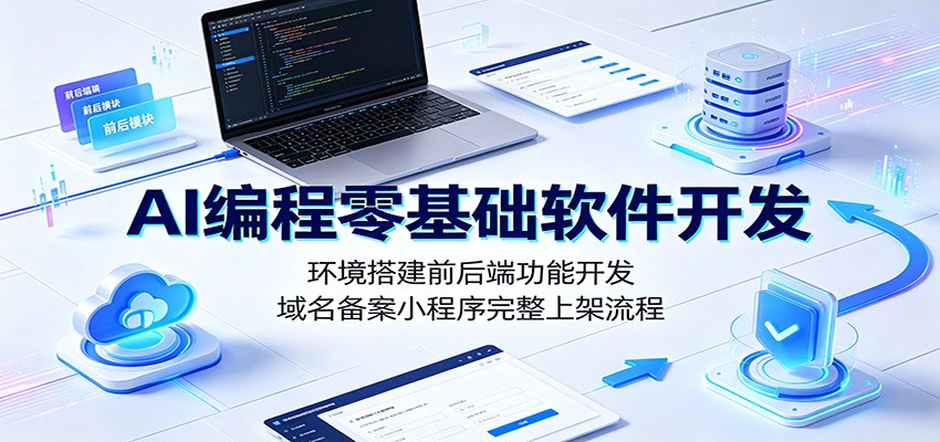 AI编程零基础软件开发:环境搭建前后端功能开发,域名备案小程序完整上架流程-紫橙资源网