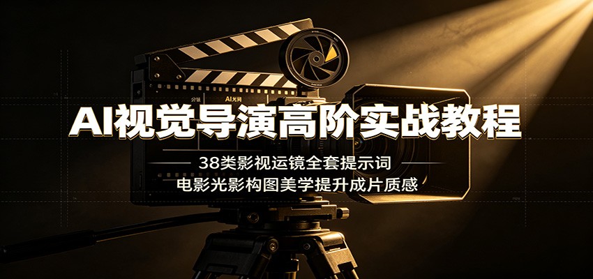 AI视觉导演高阶实战教程:38类影视运镜全套提示词,电影光影构图美学提升成片质感-紫橙资源网