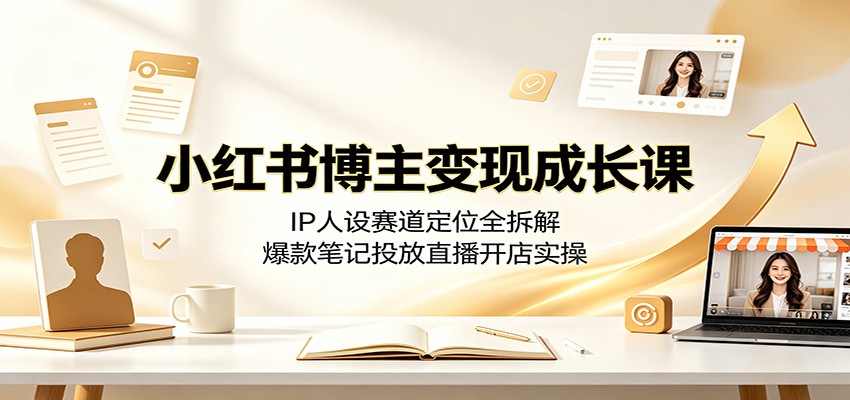 小红书博主变现成长课:IP人设赛道定位全拆解,爆款笔记投放直播开店实操-紫橙资源网