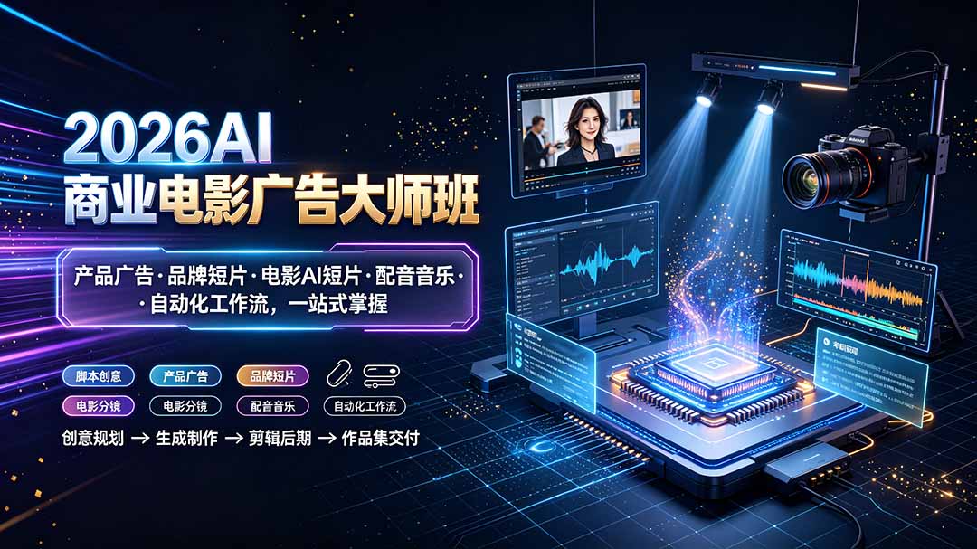 2026AI商业电影广告大师班：产品广告·品牌短片·电影AI短片·配音音乐·自动化工作流，一站式掌握-紫橙资源网