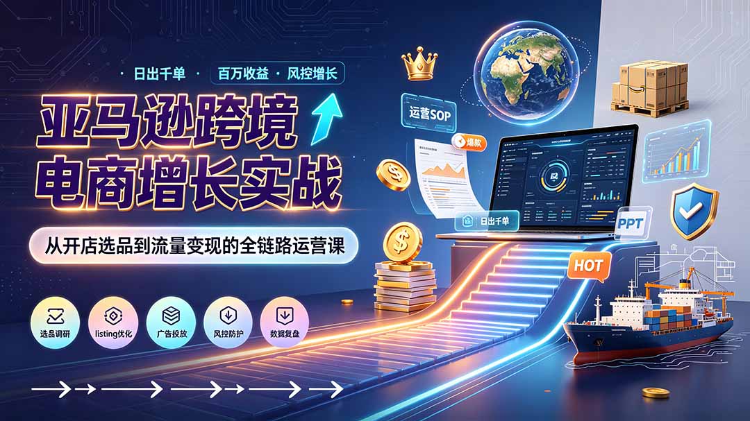 亚马逊0-1孵化特训营8期：从注册风控到稳定日出千单实战，规避审核封店风险，标准化执行流程落地-紫橙资源网