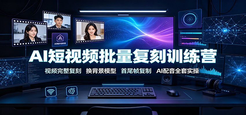 AI短视频批量复刻训练营：视频完整复刻，换背景模型、首尾帧复制、AI配音全套实操-紫橙资源网
