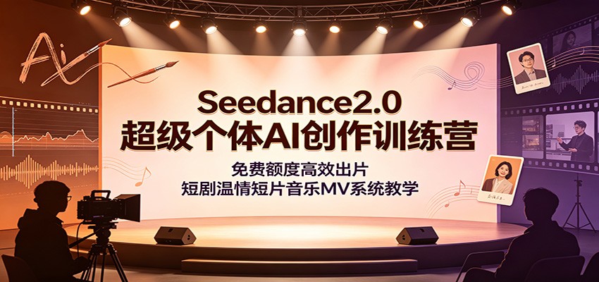 Seedance2.0超级个体AI创作训练营：免费额度高效出片，短剧温情短片音乐MV系统教学-紫橙资源网