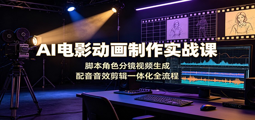 AI电影动画制作实战课：脚本角色分镜视频生成，配音音效剪辑一体化全流程-紫橙资源网