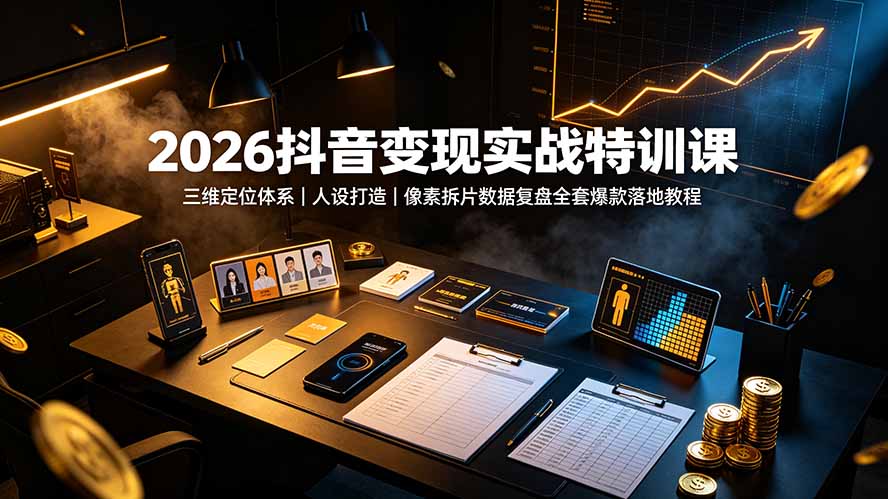2026抖音变现实战特训课:三维定位体系|人设打造|像素拆片数据复盘全套爆款落地教程-紫橙资源网