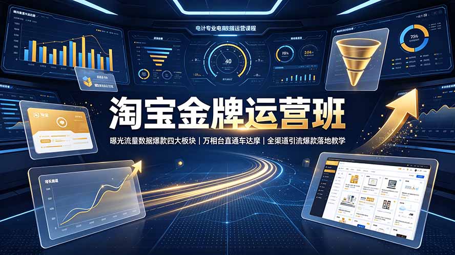 淘宝金牌运营班-7月:曝光流量数据爆款四大板块|万相台直通车达摩|全渠道引流爆款落地教学-紫橙资源网