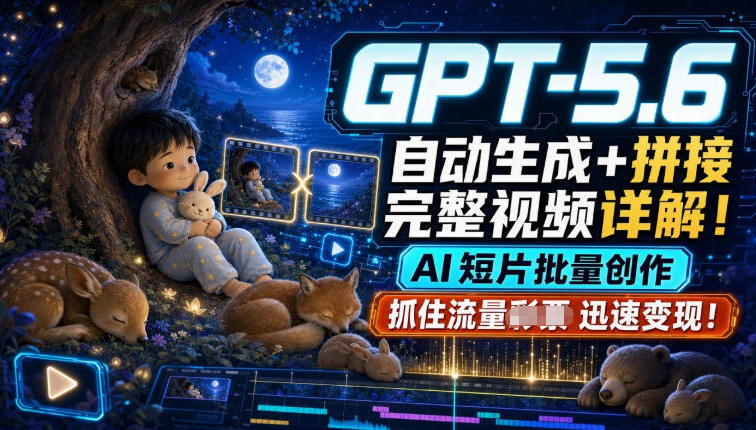 GPT-5.6自动生成＋拼接完整视频详解，AI短片批量创作，抓住流量迅速变现！-紫橙资源网