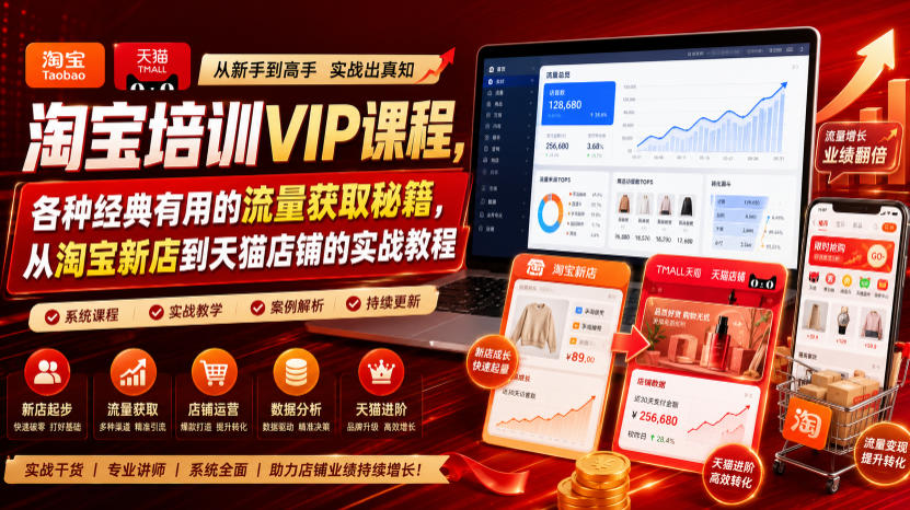 淘宝培训VIP课程,各种经典有用的流量获取秘籍,从淘宝新店到天猫店铺的实战教程(更新7月)-紫橙资源网