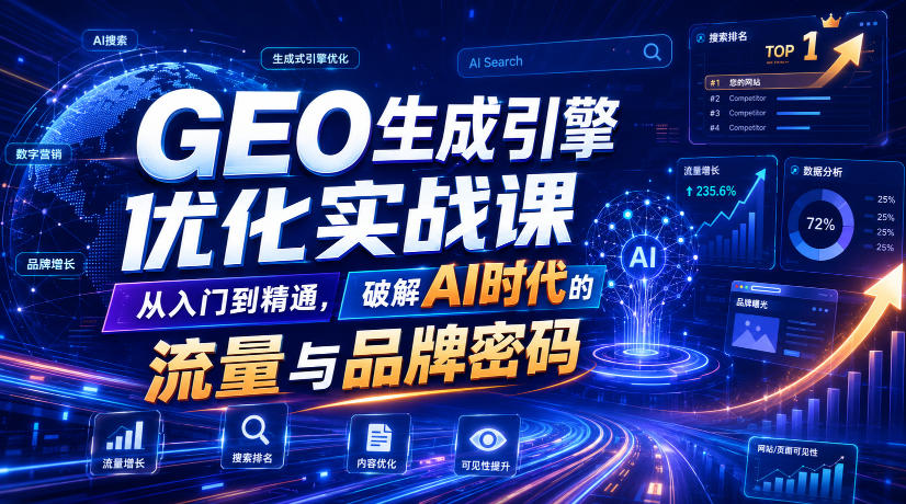GEO生成引擎优化实战课,从入门到精通,破解AI时代的流量与品牌密码-紫橙资源网