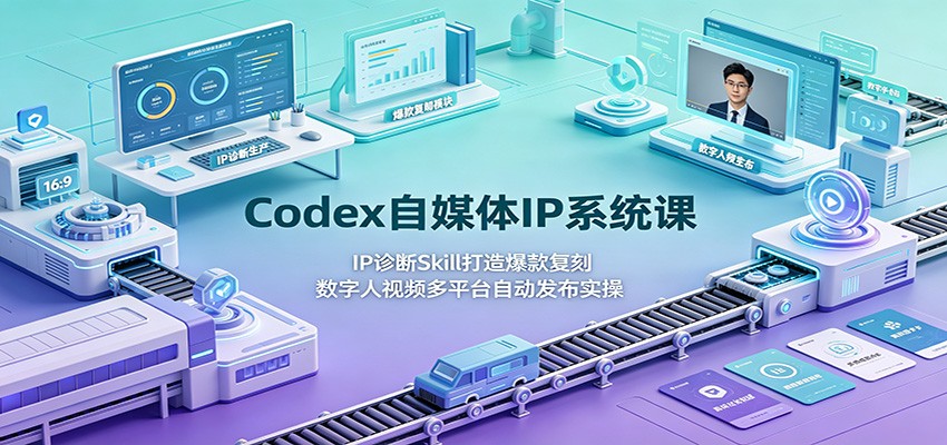 Codex自媒体IP系统课:IP诊断Skill打造爆款复刻,数字人视频多平台自动发布实操-紫橙资源网