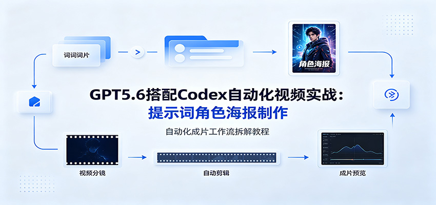 GPT5.6搭配Codex自动化视频实战：提示词角色海报制作，自动化成片工作流拆解教程-紫橙资源网