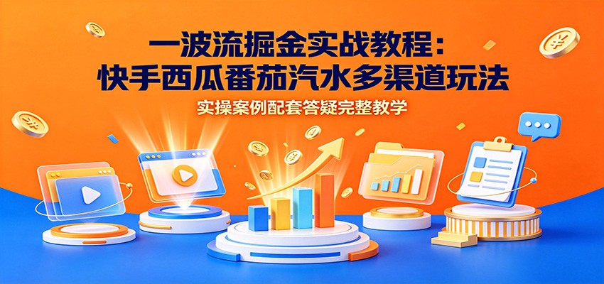 一波流掘金实战教程:快手西瓜番茄汽水多渠道玩法,实操案例配套答疑完整教学-紫橙资源网