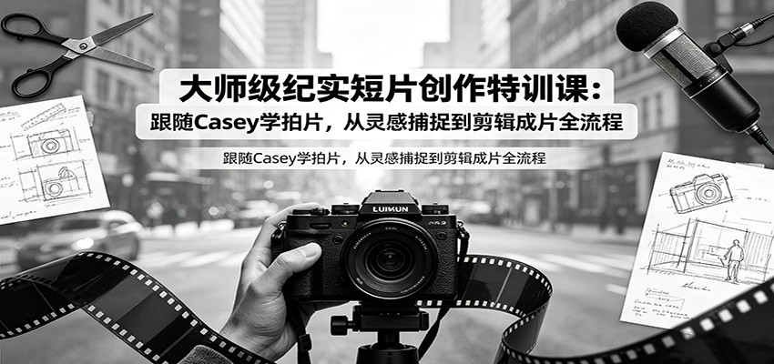 大师级纪实短片创作特训课：跟随Casey学拍片，从灵感捕捉到剪辑成片全流程-紫橙资源网