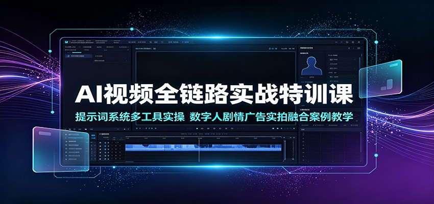 AI视频全链路实战特训课：提示词系统多工具实操，数字人剧情广告实拍融合案例教学-紫橙资源网