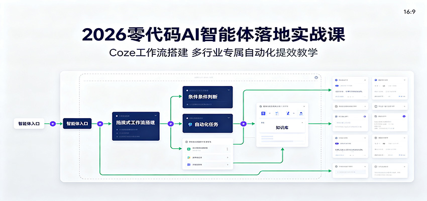 2026零代码AI智能体落地实战课：Coze工作流搭建，多行业专属自动化提效教学-紫橙资源网