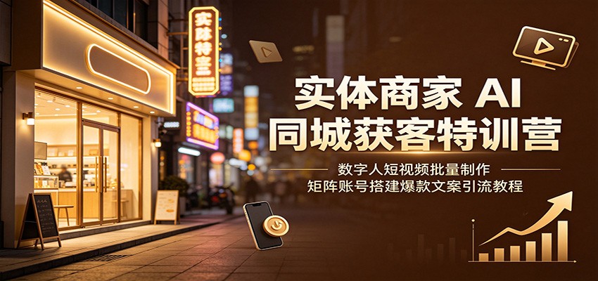实体商家AI同城获客特训营：数字人短视频批量制作，矩阵账号搭建爆款文案引流教程-紫橙资源网