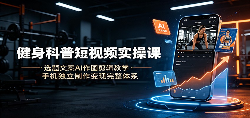 健身科普短视频实操课：选题文案AI作图剪辑教学，手机独立制作变现完整体系-紫橙资源网
