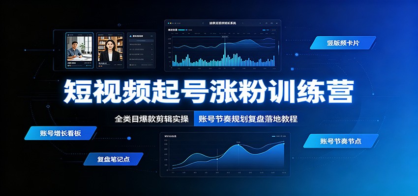 短视频起号涨粉训练营：全类目爆款剪辑实操，账号节奏规划复盘落地教程-紫橙资源网