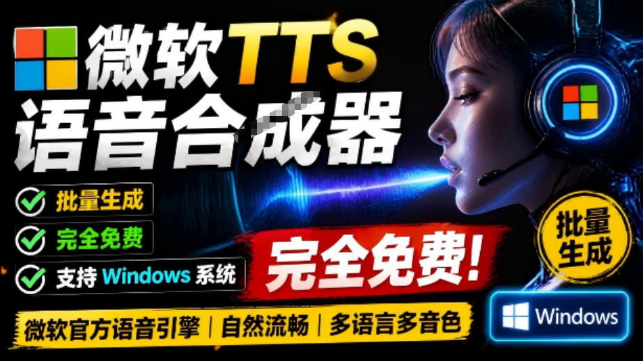 微软TTS免费语音配音生成器，完全免费，支持多语音、多音色选择，Windows系统专用TTS语音合成器-紫橙资源网