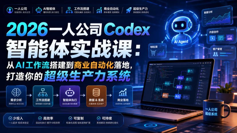 2026一人公司Codex智能体实战课:从AI工作流搭建到商业自动化落地,打造你的超级生产力系统-紫橙资源网