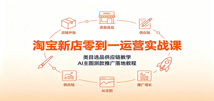 淘宝新店零到一运营实战课:类目选品供应链教学,AI主图测款推广落地教程-紫橙资源网