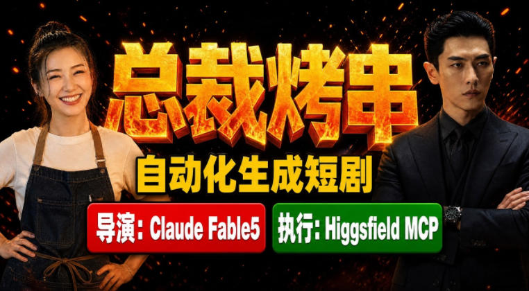 Claude Fable5担任导演+Higgsfield MCP落地执行|《总裁烤串》真人质感短剧全自动AI生成全流程教学-紫橙资源网