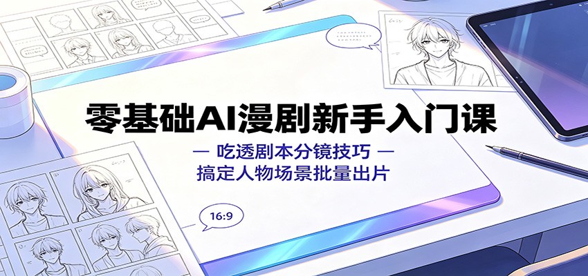零基础AI漫剧新手入门课:吃透剧本分镜技巧,搞定人物场景批量出片-紫橙资源网