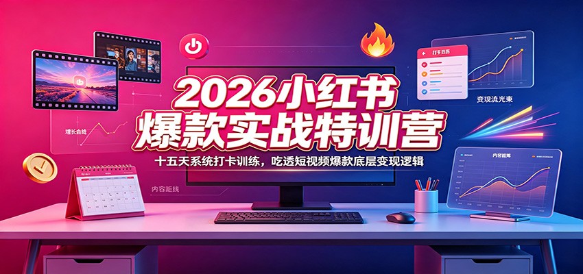 2026小红书爆款实战特训营：十五天系统打卡训练，吃透短视频爆款底层变现逻辑-紫橙资源网