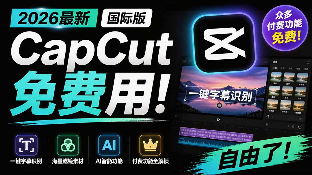 2026最新国际版剪映!CapCut 众多付费功能免费用,一键字幕识别 / 滤镜素材 / AI智能功能自由了 CapCut-紫橙资源网