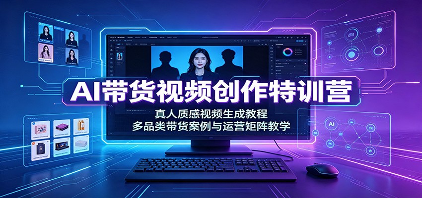 AI带货视频创作特训营:真人质感视频生成教程,多品类带货案例与运营矩阵教学-紫橙资源网