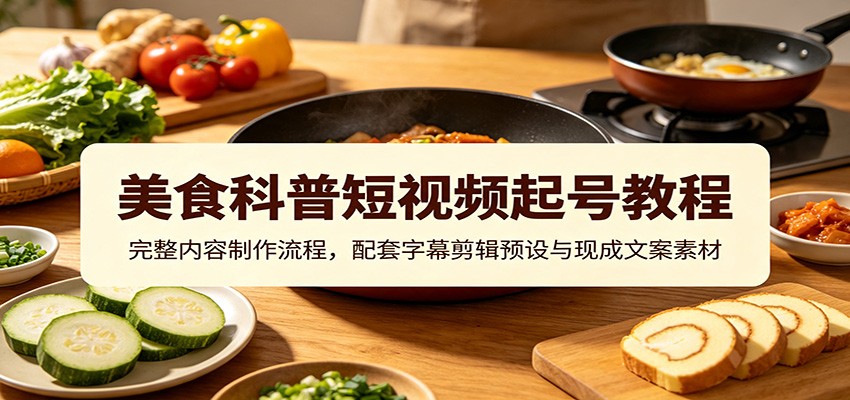 美食科普短视频起号教程:完整内容制作流程,配套字幕剪辑预设与现成文案素材-紫橙资源网